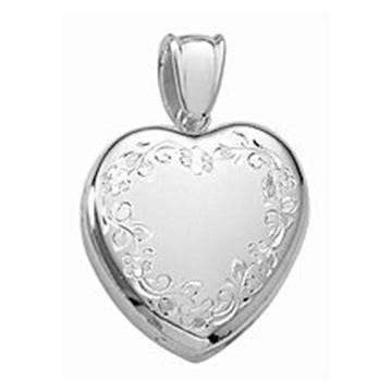 14k White Gold Premium Heart Photo Locket