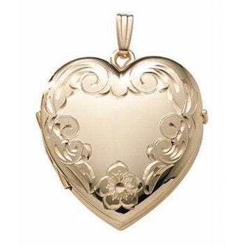 Solid 14K Yellow Gold Heart Four Photo Locket