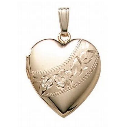 14K Gold Filled Heart Photo Locket - 3/4 inch x 3/4 inch