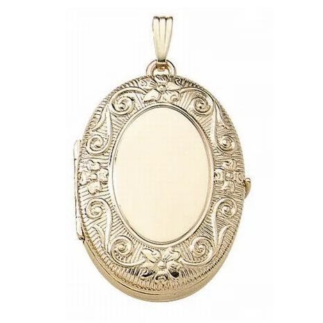 Solid 14K Yellow Gold Oval Four Photo Locket