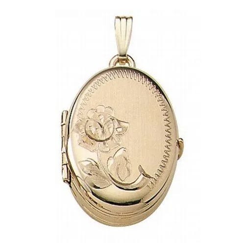 Solid 14K Yellow Gold Oval Four Photo Locket
