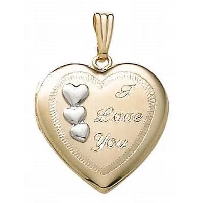14K Gold Filled I Love You Heart Photo Locket - 3/4 inch x 3/4 inch