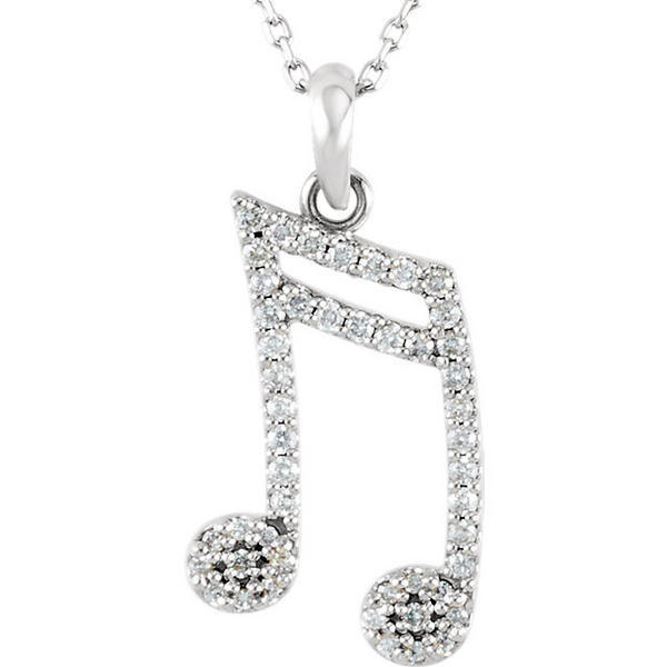 14K Gold Diamond Double Sixteenth Note Pendant