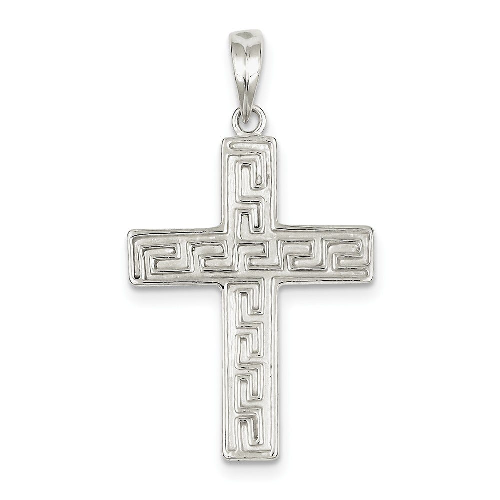 Sterling Silver Polished & Textured Cross Pendant