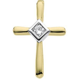 14KY RHOD PLTD DIA UNITY CROSS