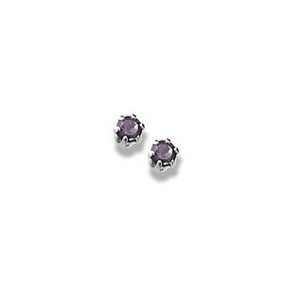 14K White Gold Child's Genuine Amethyst Birthstone Stud Earrings