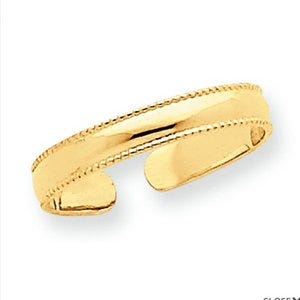 14k Yellow Gold Mill Grain Toe Ring