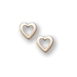 14K Yellow Gold Hearts Children Post Earrings