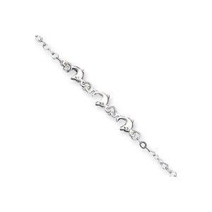 Sterling Silver 9" 3 Dolphins Anklet