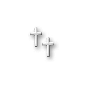 14K White Gold Children's "Cross" Safety Back Earrings