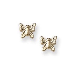 14K Yellow Gold Children's "Butterfly" Safety Back Earrings