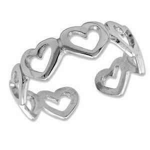 Sterling Silver Cut-out Hearts Toe Ring