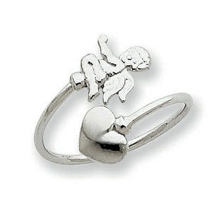 14k White Gold Cupid Toe Ring