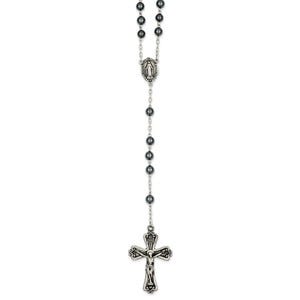 Sterling Silver Antiqued Hematite Rosary