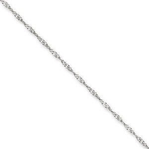 14k White Gold 1.4mm Solid Polished Singapore Chain
