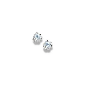 14K White Gold Child's Genuine Aquamarine Birthstone Stud Earrings