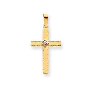 14k AA Diamond Cross Pendant