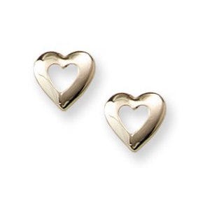 14K Yellow Gold Hearts Children Post Earrings