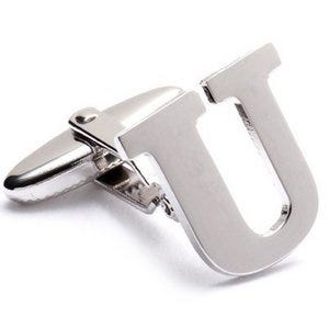 Genuine Sterling Silver Letter "U" Cufflinks