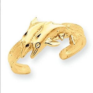 14k Yellow Gold Dolphin Toe Ring