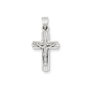 14k White Gold Reversible Crucifix /Cross Pendant