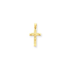 14k Diamond-cut Crucifix Pendant