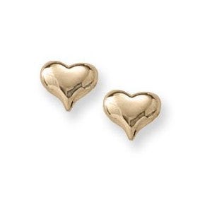 14K Yellow Gold Hearts Children Post Earrings