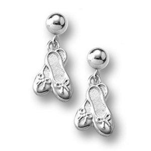 Sterling Silver Ballet Shoes Children Post Earrings