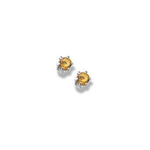 14K White Gold Child's Genuine Citrine Birthstone Stud Earrings