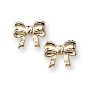14K Yellow Gold Children's "Bow" Safety Back Earrings