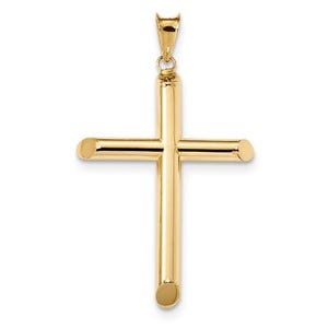 14k Polished Tube Cross Pendant