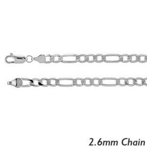 14K White Gold 2.5mm Figaro Link Chain