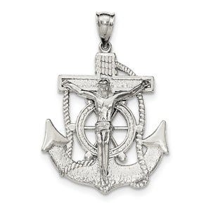 Sterling Silver Polished Mariner Crucifix Pendant