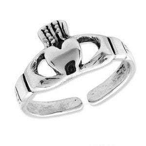 Sterling Silver Antiqued Claddagh Toe Ring