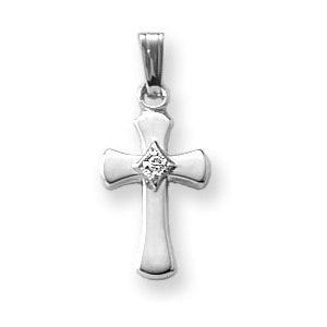 Sterling Silver Children's Cross with Genuine Diamond