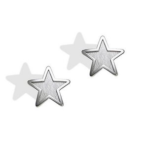 14K White Gold Children's "Star" Safety Back Earrings