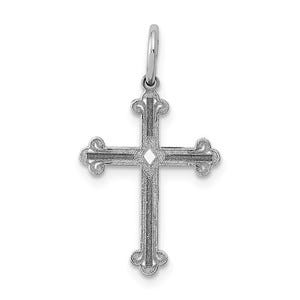 14K White Gold Laser Designed Cross Charm