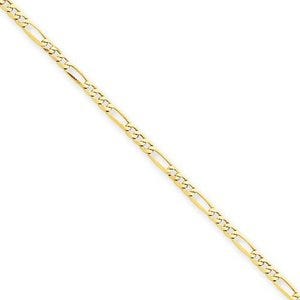 14k Polished Figaro Link Anklet