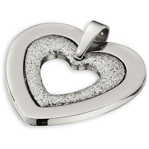Amalfi Stainless Steel Glitter Heart Pendant with Immersion Plate