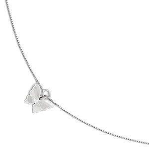 Sterling Silver Polished & Textured Butterfly Charm with 1in ext. Anklet