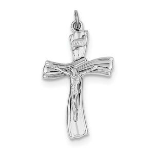 Sterling Silver Rhodium-plated INRI Crucifix Pendant