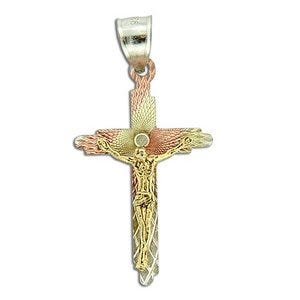 Sterling Silver Tri-color Crucifix Cross Pendant