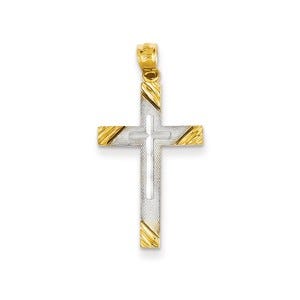14k & Rhodium Plated Cross Pendant