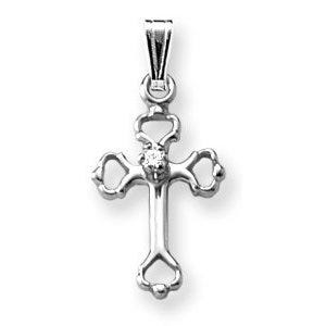Sterling Silver Children's Cross with Cubic Zirconia
