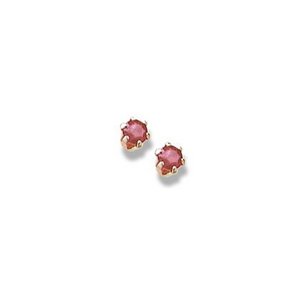 14K Yellow Gold Child's Genuine Ruby Birthstone Stud Earrings