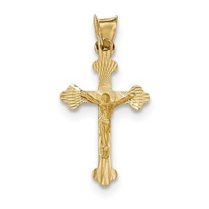 14k Polished Satin and D/C Crucifix Pendant