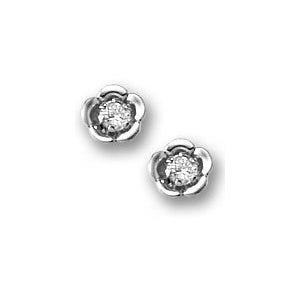 Sterling Silver Children's "Flower" Cubic Zirconia Post Earrings