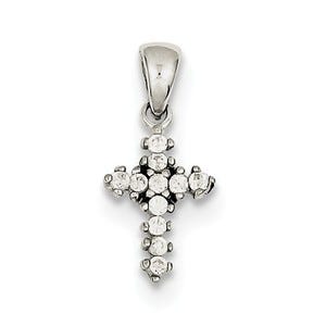 Sterling Silver Polished CZ Children's Cross Pendant