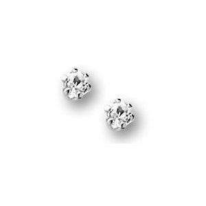 Sterling Silver Children's Stud Earrings with White Cubic Zirconia.