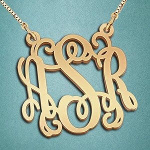 Round Monogram Vine 3 Letter Cut-Out Pendant